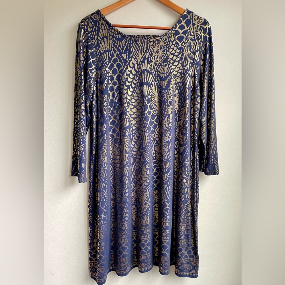 Lilly Pulitzer Ophelia Dress Gold Metallic L